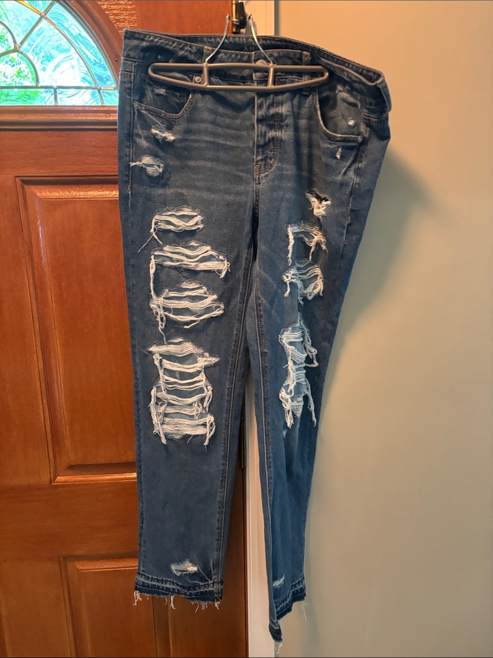 American Eagle Outfitters Distressed Dark Blue Jeggings